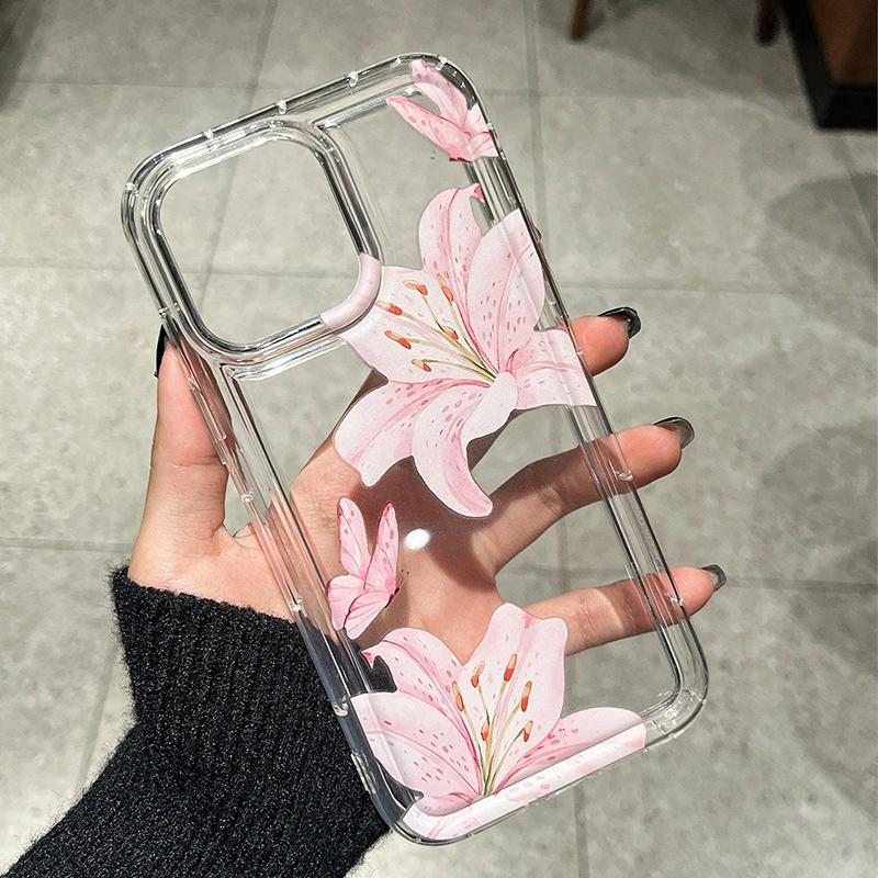 Стиль Ins Прозрачный Чехол для Телефона с Цветочным Узором iphone 14 pro max Для iPhone 16 15 14 13 12 11 Pro Max Чехол