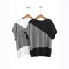 2025 New Casual Large Size Outer Wear Splicing Pullover Meat Cover Top Women's Summer Crew Neck Bat Sleeve T-Shirt Women's