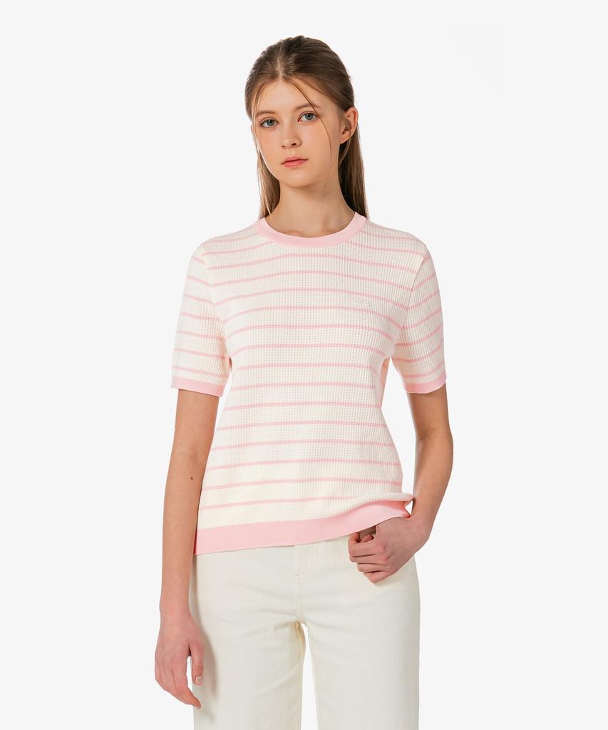 LACOSTE Women'S Scallop Crew Neck Short Sleeve Sweater Af900E-56G Ady