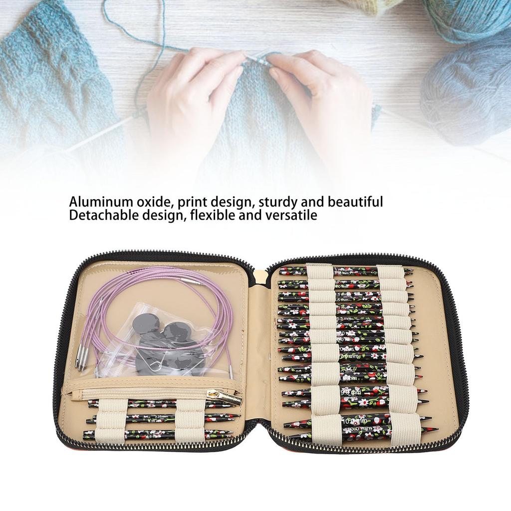Набор игл для швейной машины, набор игл для вязания крючком, набор круговых спиц, спицы для вязания, алюминиевый материал, простая в использовании, универсальная съемная сумка для хранения 17 X