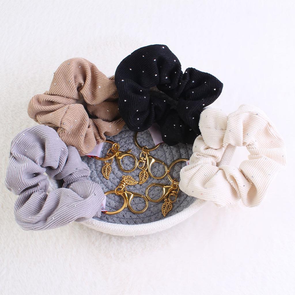 Fashionable Scrunchie Wristlet Keychain Charm Pendant Versatile Use Hair Tie Accessory for Trendy Women and Girls
