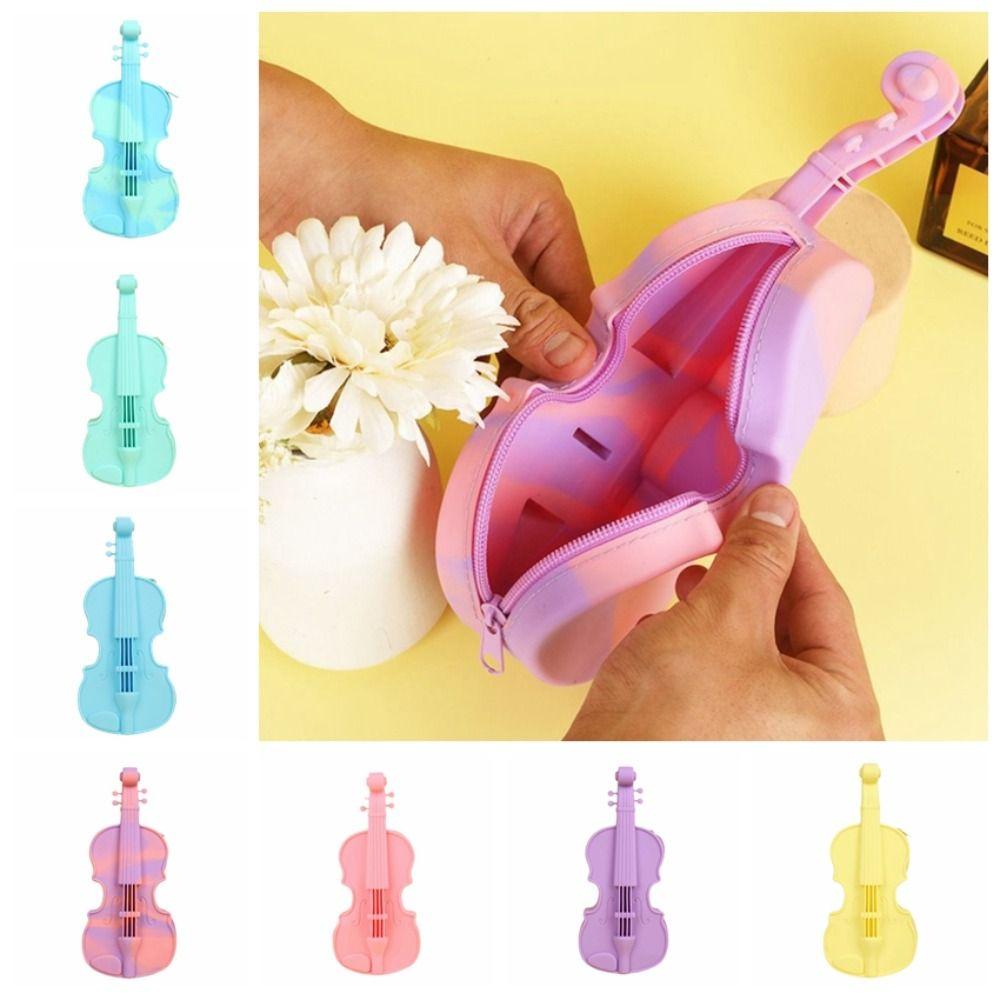 Lightweight Violin Pencil Case Waterproof Silicone Pen Box Gift Music Lovers Daily Storage