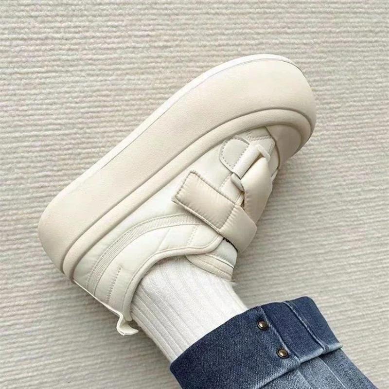 Хлопковая обувь женская 2025 зима новый стиль обувь-хлебцы с плюшевой подкладкой хлопковая обувь на липучке на толстой подошве обувь для скейтборда