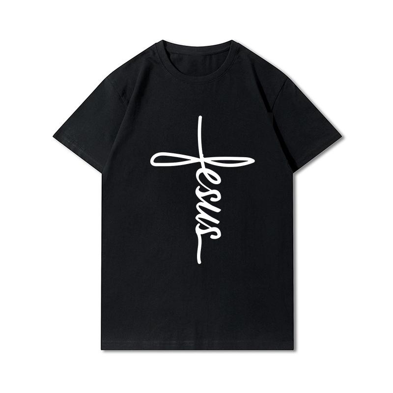 Футболка большого размера «Я люблю Иисуса» Христианская вера Унисекс Повседневные хлопковые топы Персонализированная печать Уличная одежда Подарок для любителей Иисуса Футболка