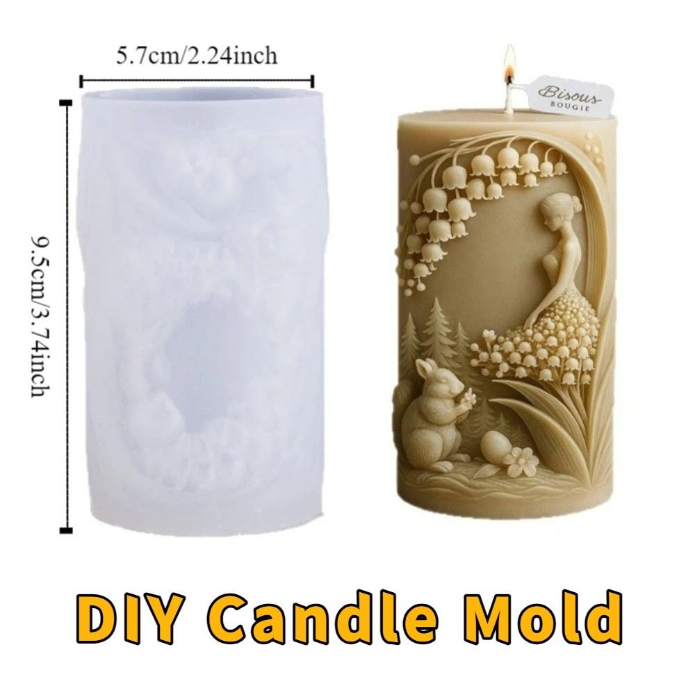 3D Форма для свечи "Девочка с цветами" Многоразовая Детализированный Рельеф Силиконовая Форма для Свечи Ручной Работы Антипригарная Форма для Столбчатой Свечи Изготовление Подарков