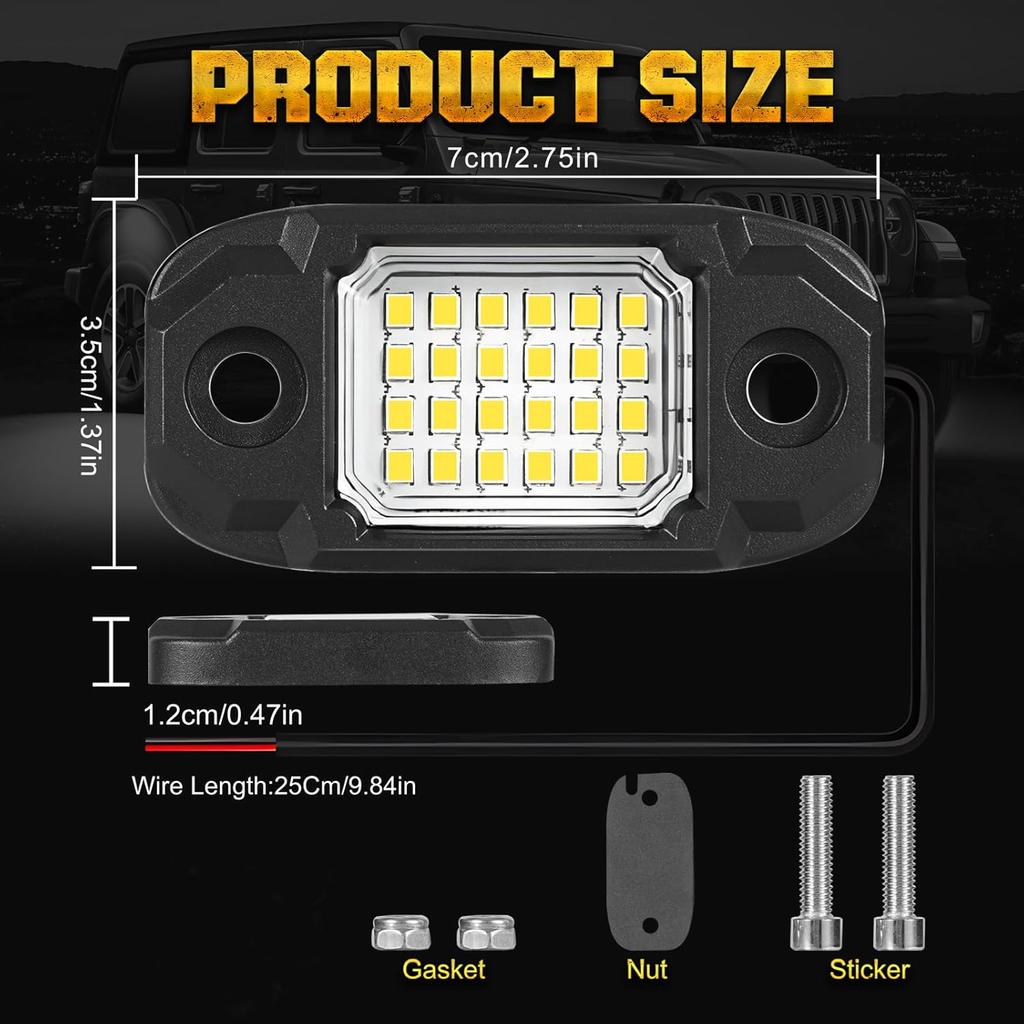 6Pods White Rock Lights 24 LEDs Chips Neon Trail Rig Lamp Underglow Lighting For Cars Trucks SUV ATV UTV Boats (White)