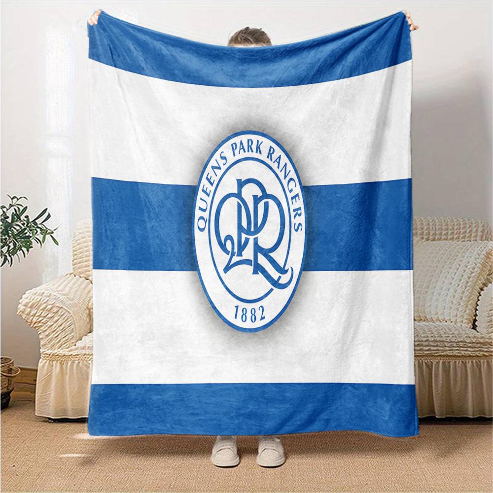 Queens Rangers Football Flannel Blanket, Soft Polyester, Modern Design, All-Season for Camping, Travel, Gifts for holidays or birthdays