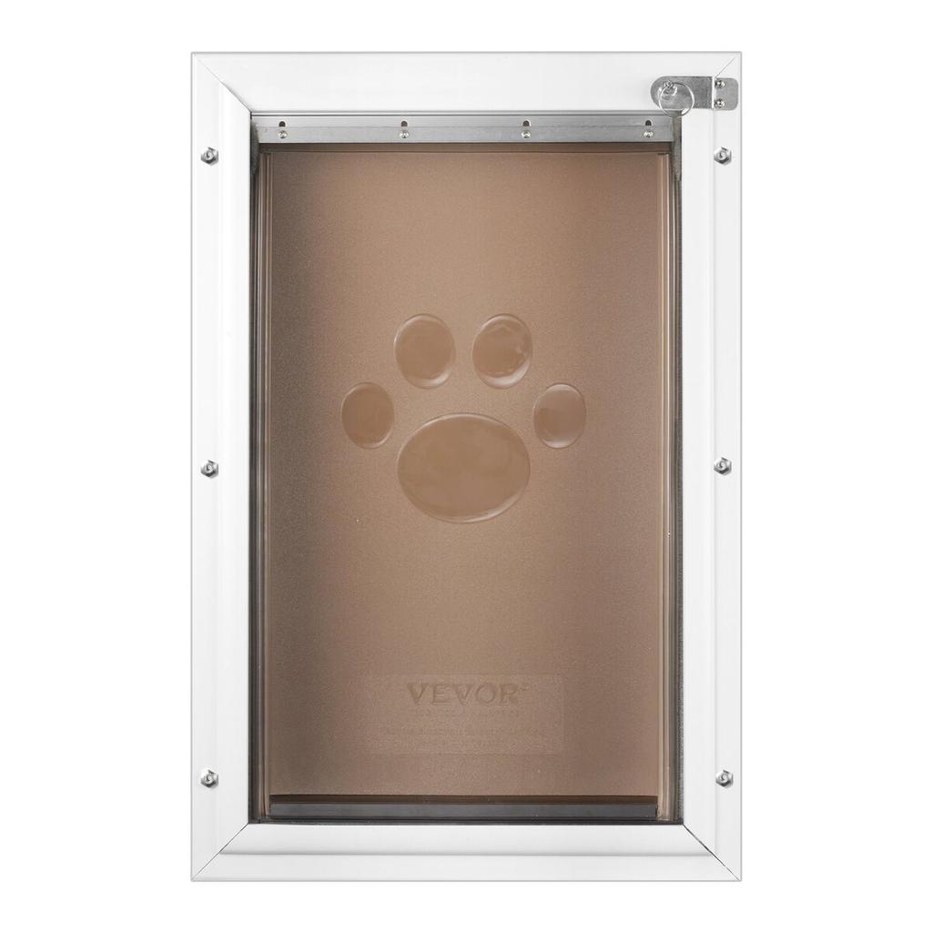 Pet Door for Door with Lock and Magnetic Flap System Aluminum Frame Small