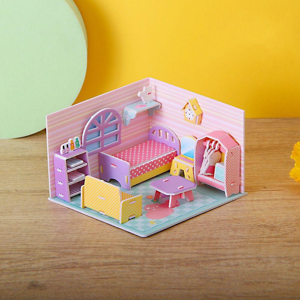 3D модель дома, игрушки-головоломки, модель игрушки, модель комнаты, игрушки для рукоделия, 3D комната, картон, подарок на день рождения