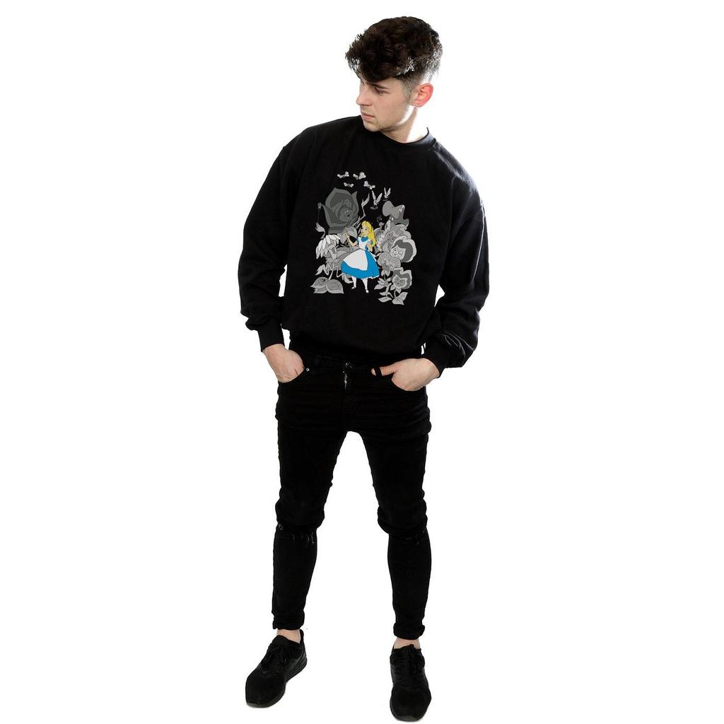 Disney Mens Alice In Wonderland Flowers Sweatshirt