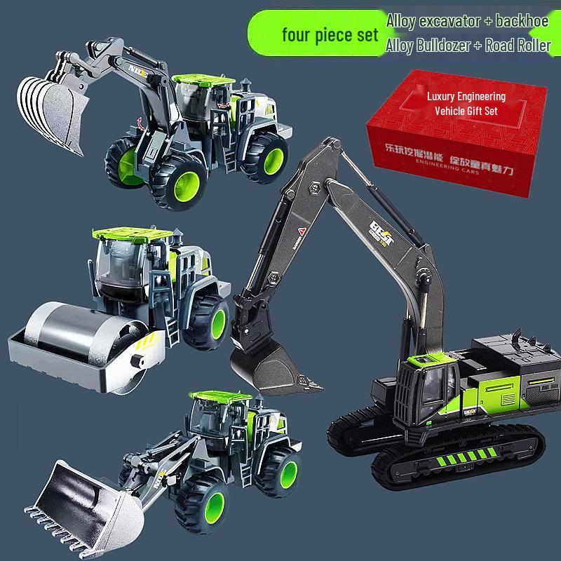 Детский набор строительной техники из сплава: Экскаватор, Снегоочиститель, Кран, Бетоносмеситель, Игрушки-симуляторы