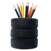 Pen Holder 3-Layer Car Tire Design Black Rubber Pen Holder Desk Organization Stationery Storage Organization Tool