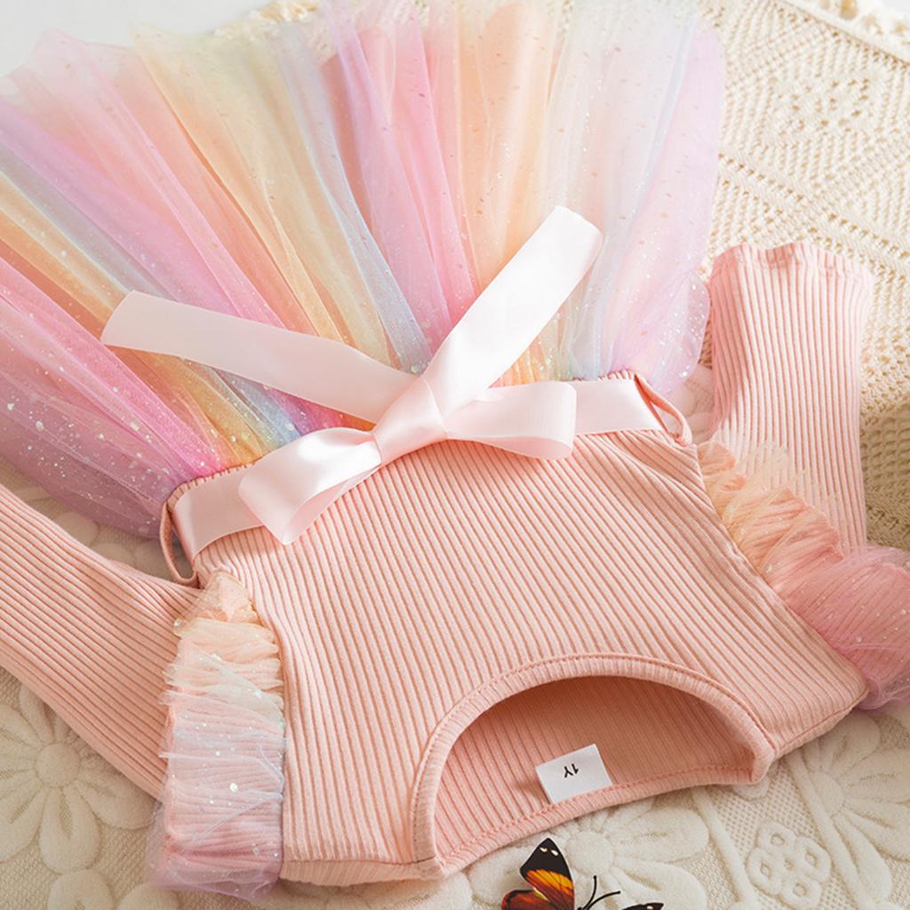 Девочки Мода Милые Платья Принцессы с Градиентом и Длинным Рукавом Платья