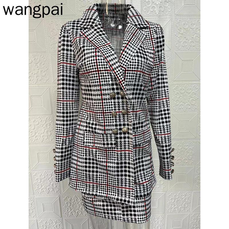 Женский осенне-зимний повседневный костюм с длинными рукавами, куртка с юбкой и принтом, комплект из двух предметов