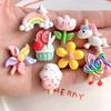 10Pcs New Cute Resin Flowers, Unicorns, Ice Cream Series Flat Back Manicure Parts Embellishments For Hair Bows Accessories