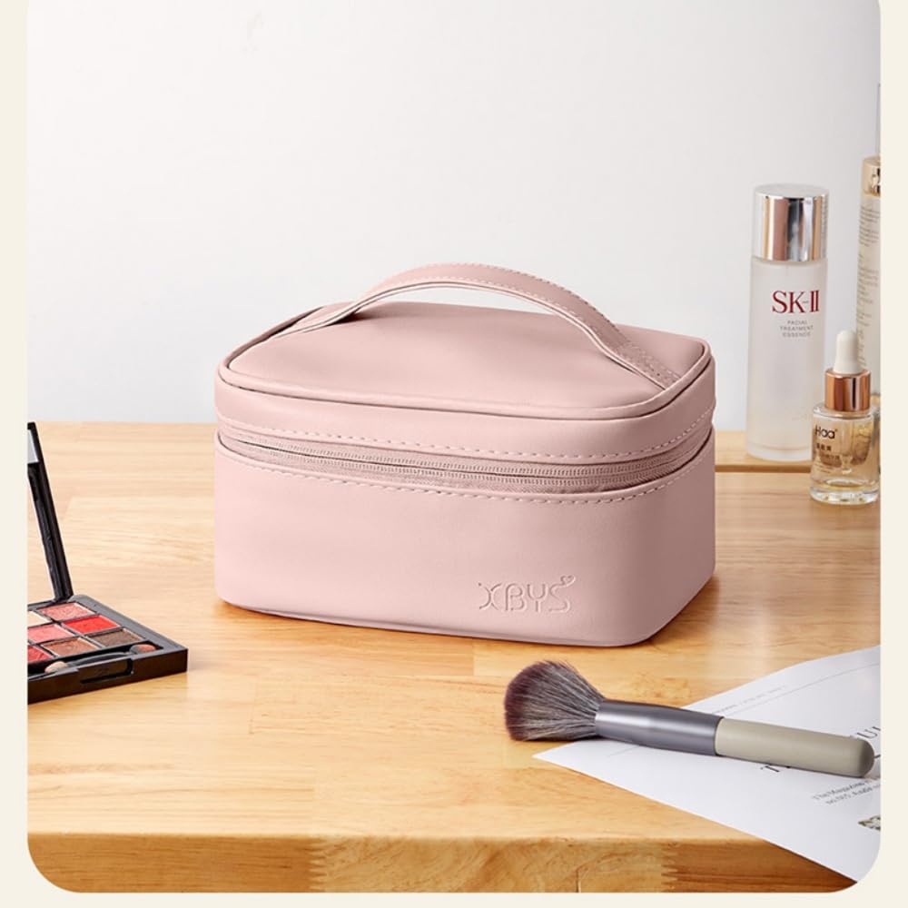 Aylashine Makeup Makeup Bag with Freestanding Round Makeup Cosmetic Vanity Small Item Large Vertical Small Pouch, Handle, Divider, Women's Pouch,