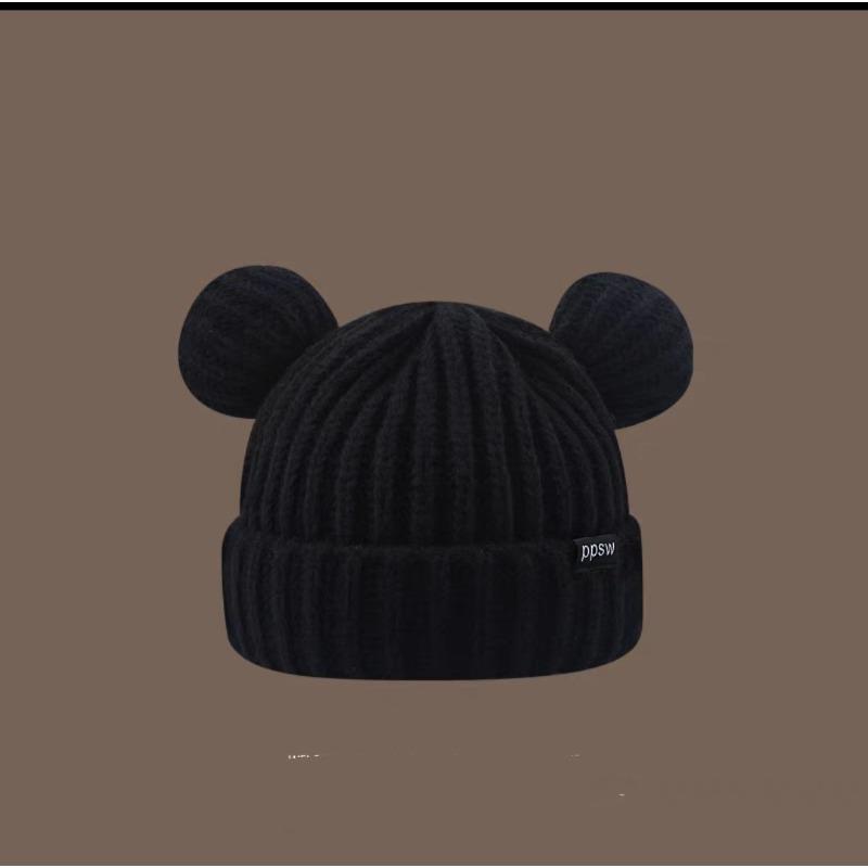 Женская вязаная шапка с кошачьими ушками, теплая на осень и зиму, с утолщенной защитой ушей для зимы, подчеркивающая лицо, маленькая студенческая шерстяная шапка в стиле инс