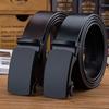 Men's Extra Large Genuine Leather Belt with Black Automatic Buckle - Simple Business Style