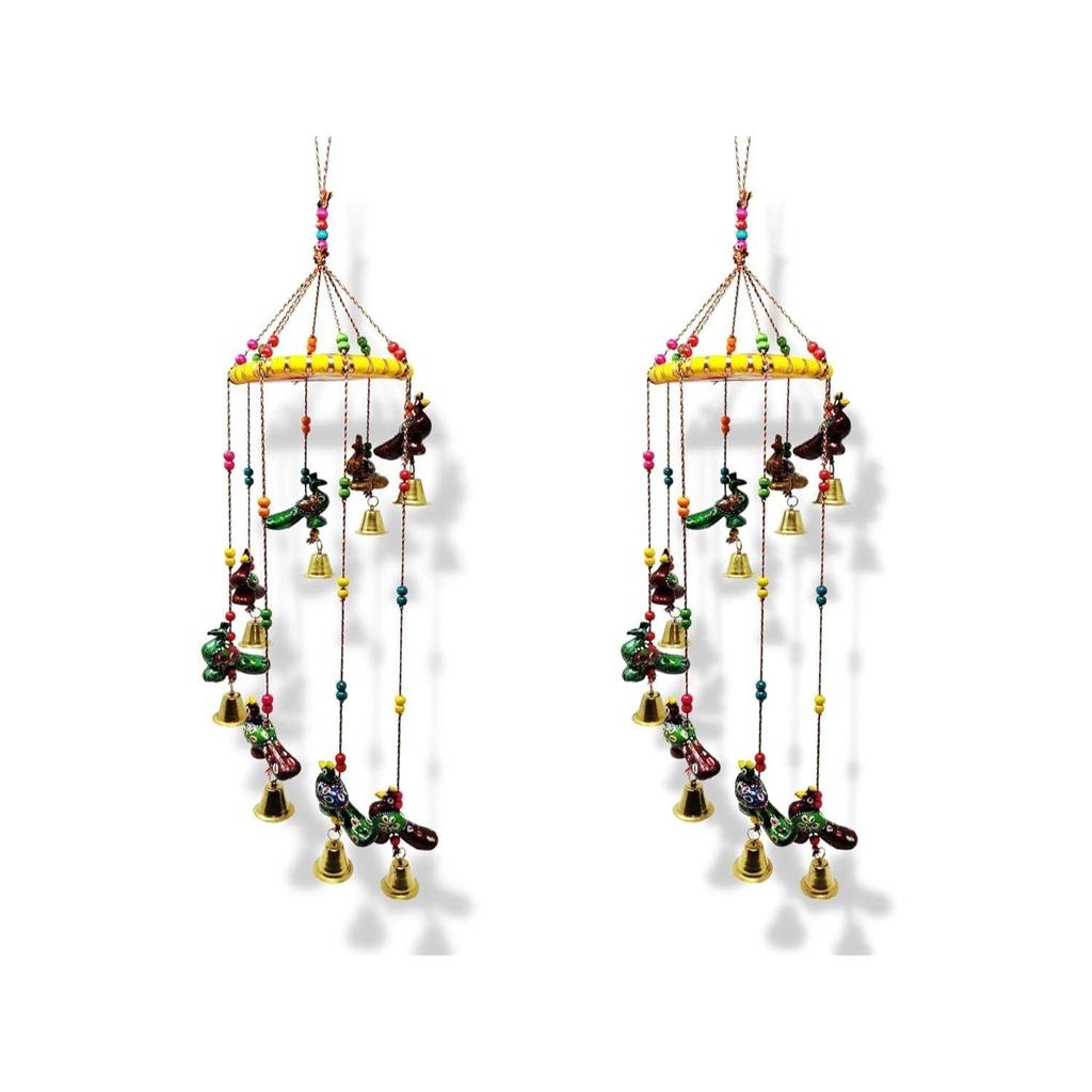 Colored Bell Wind Chime  Door Wall Hanging Showpiece Wall Hanging Home Décor Home Furnishing Diwali Gift Corporate Gift (Pack of 2, Peacock)
