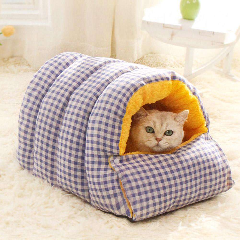 Winter Warm Cat Sleeping Bag Cozy Plush Burrow Cave Bed for Kitty Pet Supplies
