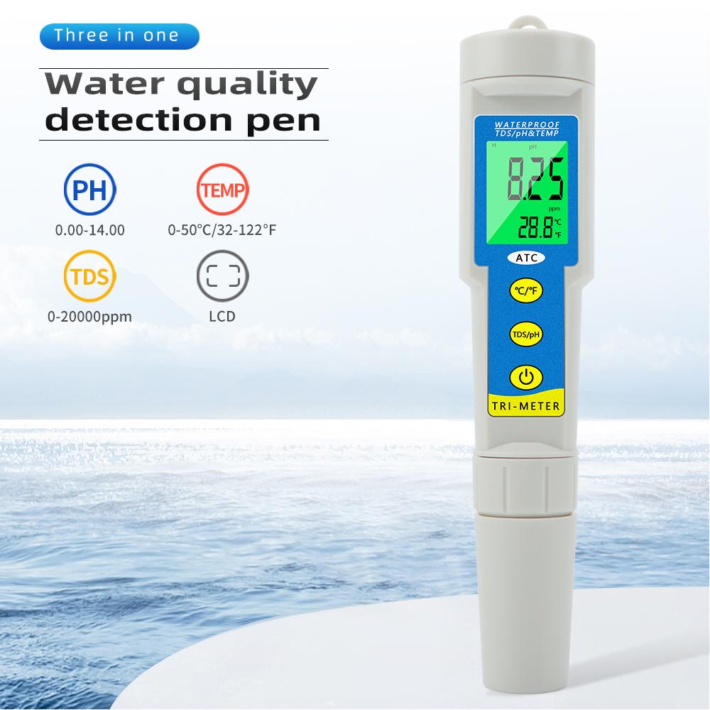 Водонепроницаемый измеритель EC/TEMP/TDS/PH/TEMP Тестер качества воды Анализатор ЖК-дисплей для аквариума бассейна 1-14 PH-метр