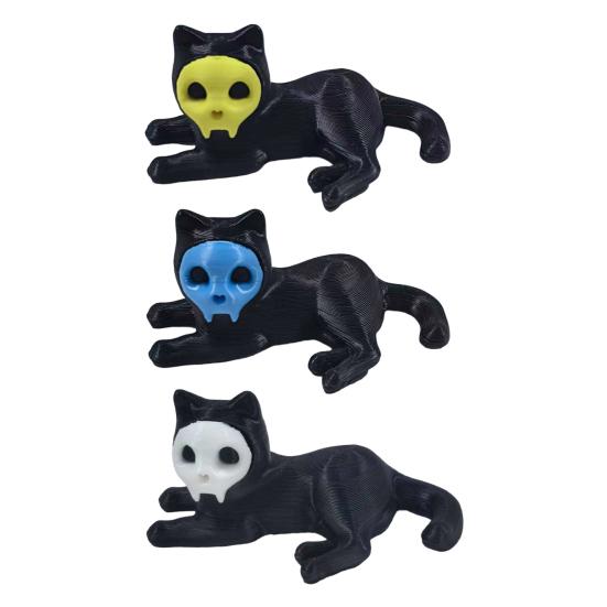 Подставка для ручек в виде кота, 3D-печать, украшение в виде черного кота, фигурка кота со съемной маской-черепом для дома, офисного стола, украшение на Хэллоуин