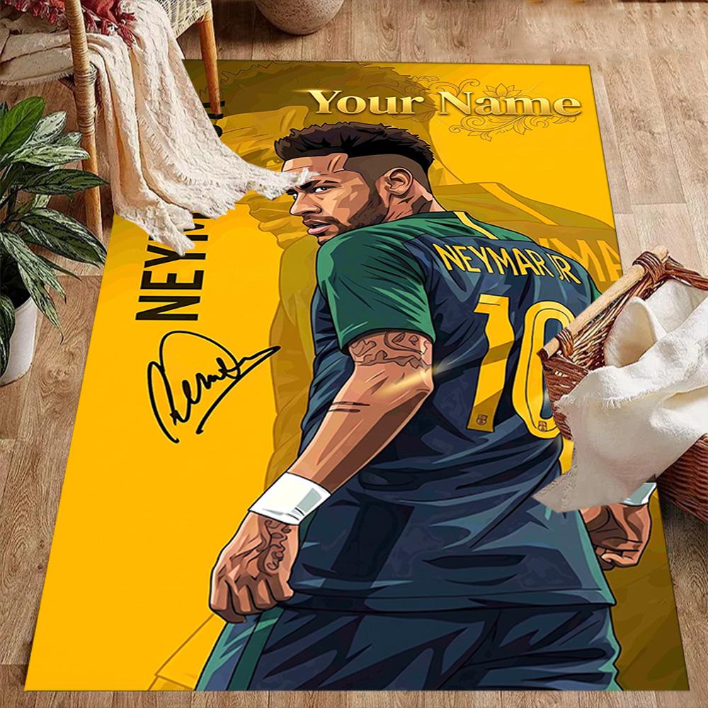 Neymar Jr Soccer Artwork Customize Your Name Area Rug Perfect for Outdoor Dining Room Balcony Decorate room Antislip Carpet Decorate Offices