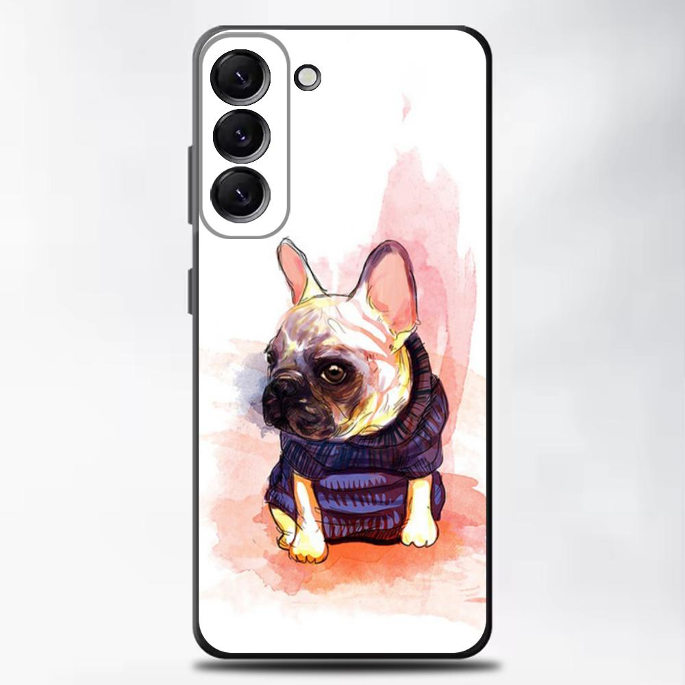 French Bulldog Dog Pug Phone Case For Samsung Galaxy A13,A21s,A22,A31,A32,A52,A53,A71,A80,Soft Black Shell