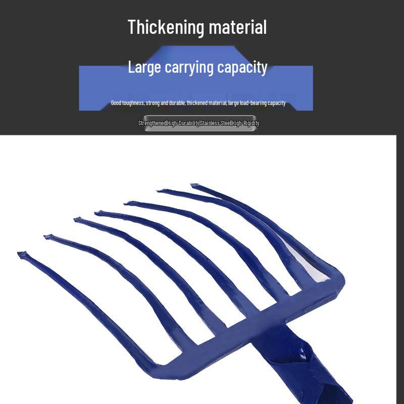 Промышленная стальная девятизубая вилка: Сельскохозяйственный инструмент с рукояткой из массива дерева