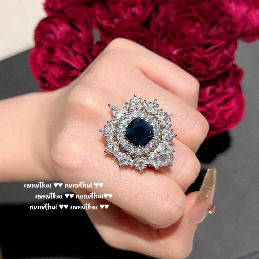 Серьги с голубым камнем «Снежинка» из Шри-Ланки, Court, Позолоченные 18 каратным золотом, Винтажное цветочное ожерелье с цирконами.