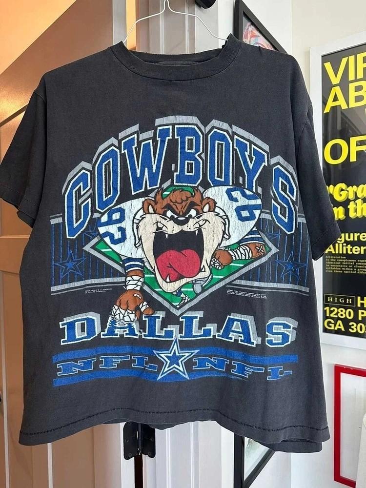 Винтажная футболка Dallas Cowboys Taz 90-х NFL Looney Tunes Унисекс Мужская Женская Унисекс Футболка