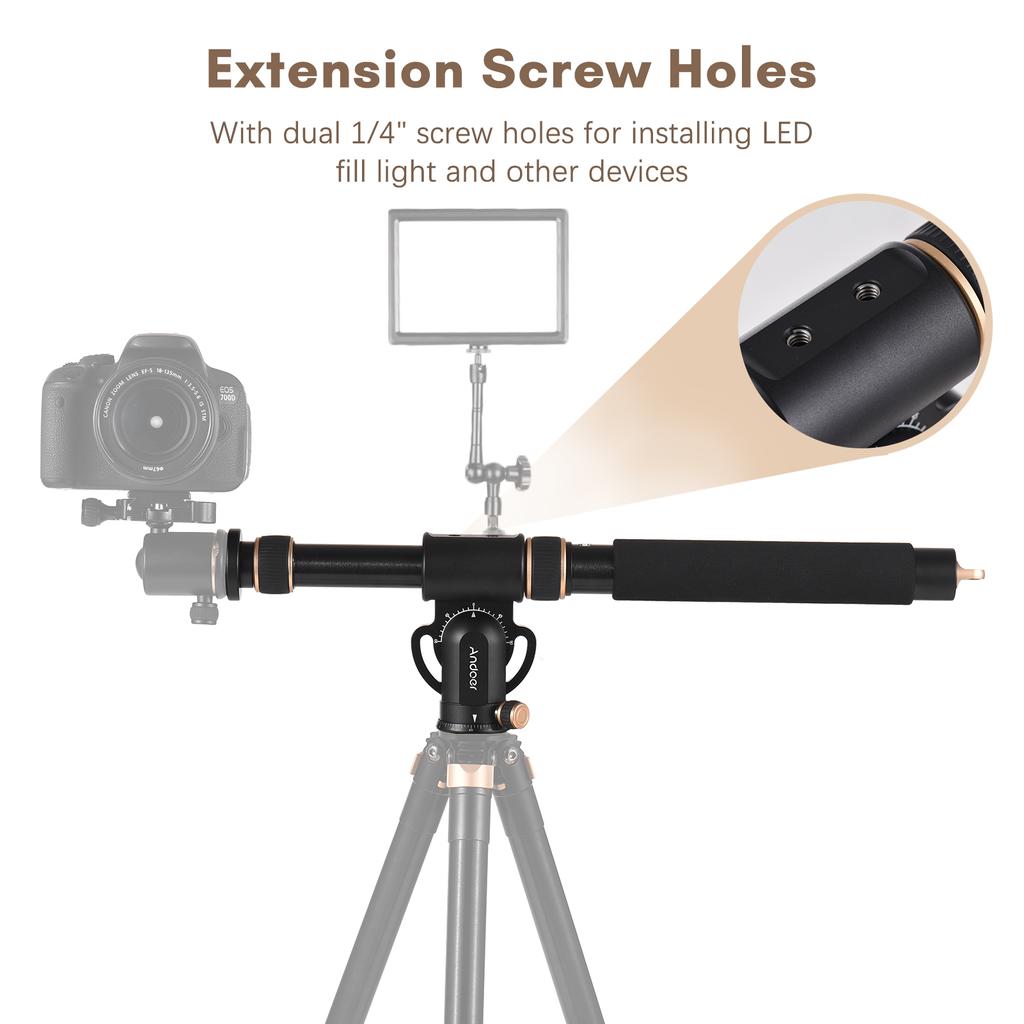 Andoer Universal Tripod Extension Arm Aluminum Alloy Detachable Extender Horizontal Centre Column