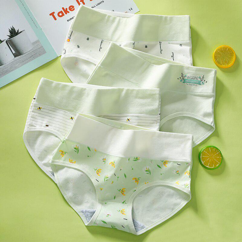 4 шт. хлопковые женские трусики, дышащее нижнее белье, модные женские трусы с принтом, тонкие мягкие трусы с высокой посадкой, сексуальное женское нижнее белье