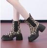Fashion 2024 High Quality Ladies Shoes Slip-on Women's Boots Fashion Leopard Print Modern Boots Women Hot Sale Round Toe Mid-Calf Boots