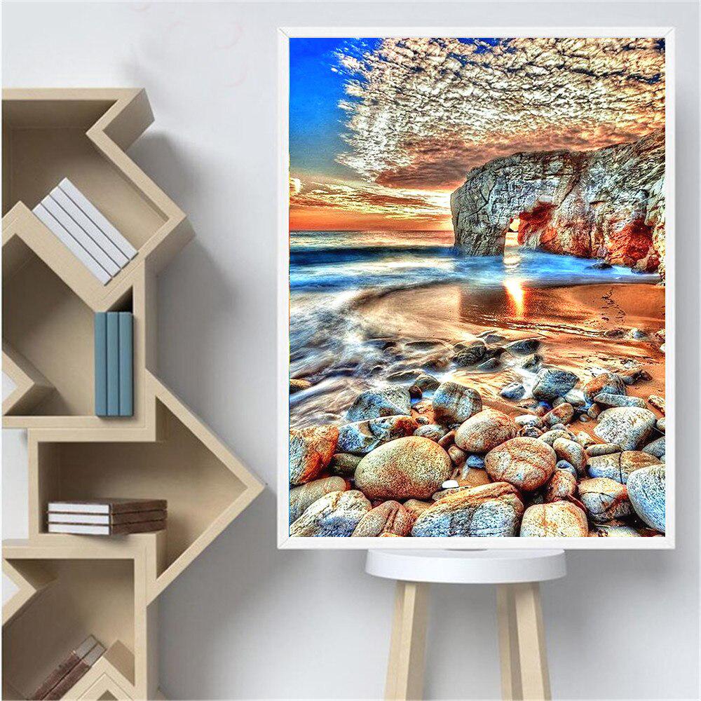 Алмазная картина 5d Пейзаж Приморский Алмазная вышивка Крестом Пейзаж Полный круглый алмаз