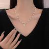 Trendy Light Luxury Pearl Heart Necklace: Versatile Beaded Clavicle Chain for Women's Style