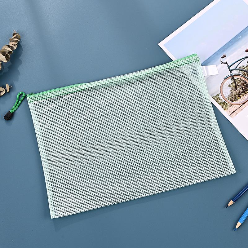 Сетчатая сумка для файлов на молнии: Креативный водонепроницаемый пенал и прозрачный органайзер для документов для студентов и офиса