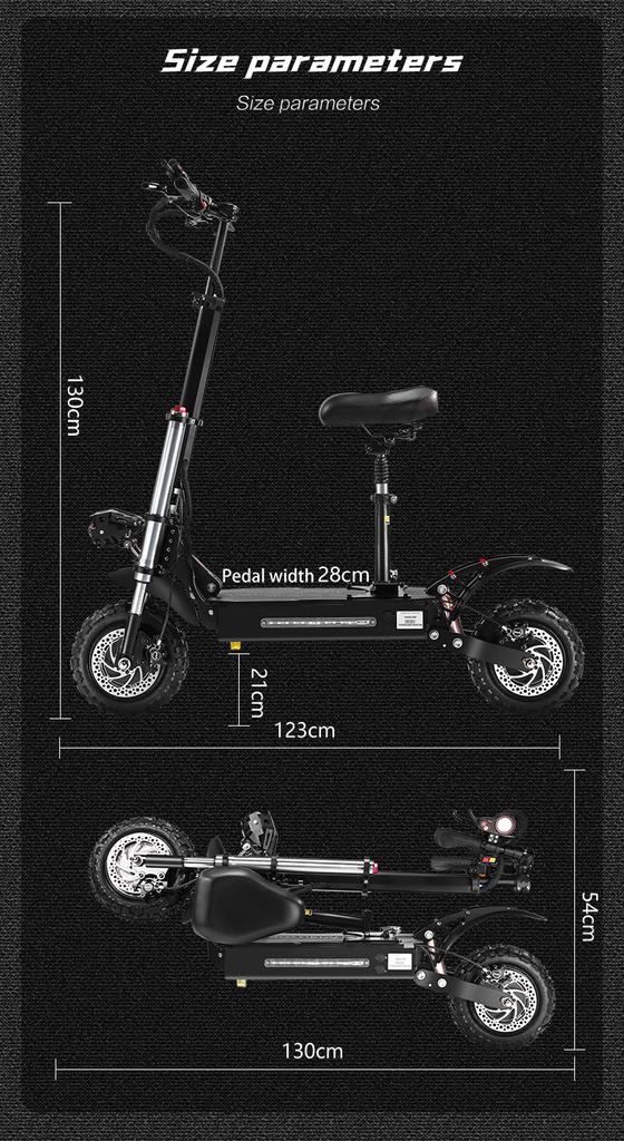 S3 Boyueda11inch 6000W Watt Off-road Tyre Electric Scooter 100km Range 60v Adult Twin Engine Electric Scooter Aluminium