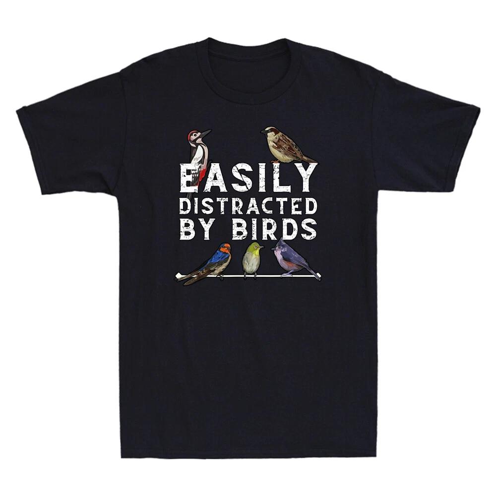 Easily Distracted By Birds Funny Bird Lover & Birdwatching Vintage Men's T-Shirt