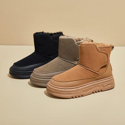 Женские теплые зимние ботинки на платформе, удобные зимние ботинки из искусственной замши, легкие нескользящие короткие ботинки с подкладкой из искусственного меха для женщин