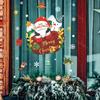 Santa Claus Decorated Glass Windows with Window Stickers with Snow Holiday Atmosphere
