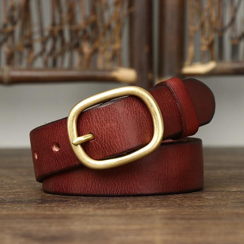 Женский ремень из винтажной мятой модной кожи с пряжкой из коровьей кожи первого слоя, универсальный ремень для джинсов, женский