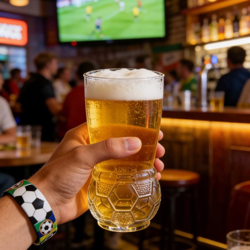 6Pcs Clear Soccer Design Glass Cups 450ml Large Capacity Watch Game Drinkware For Beer And Beverages