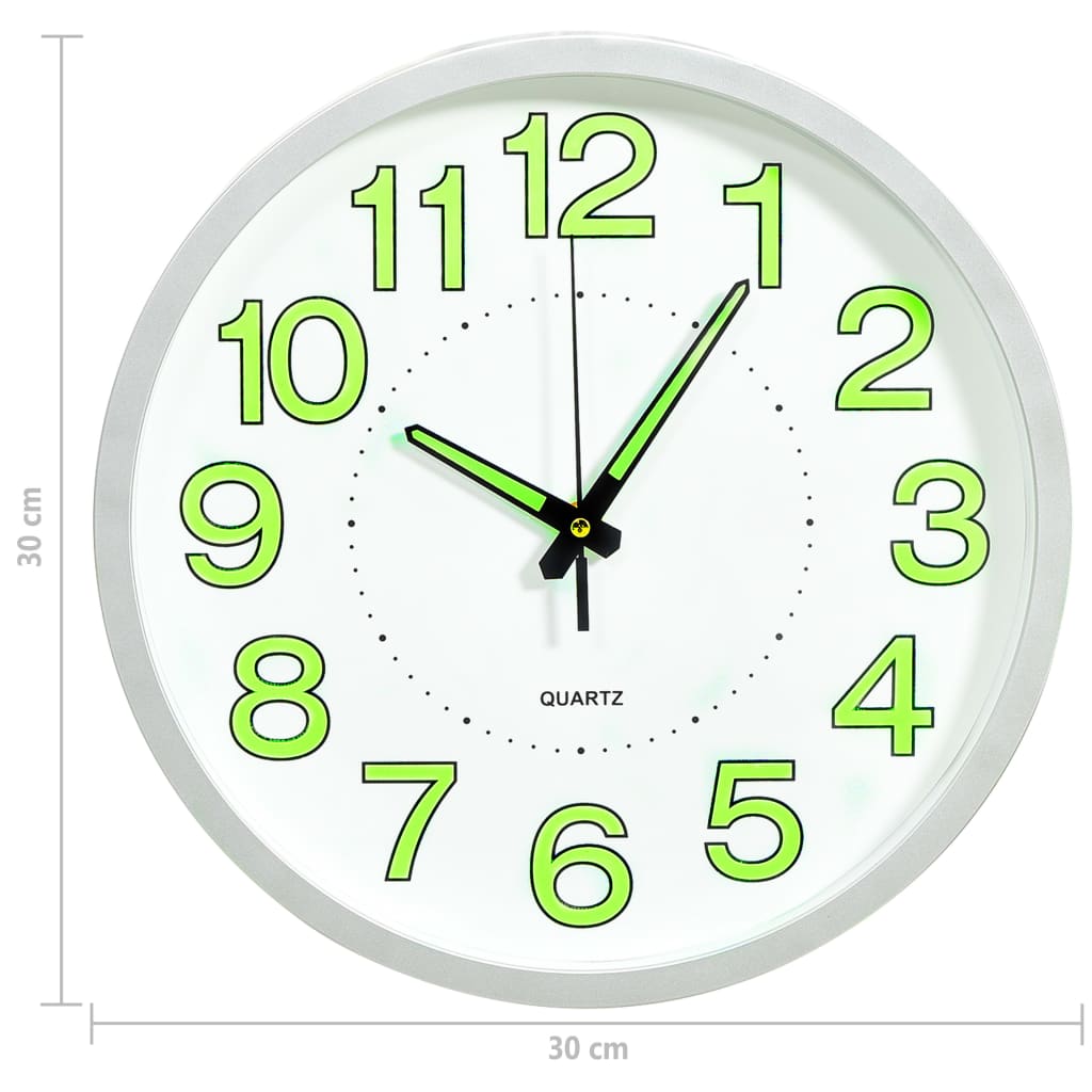 Glow in the Dark Wall Clock White 30 cm