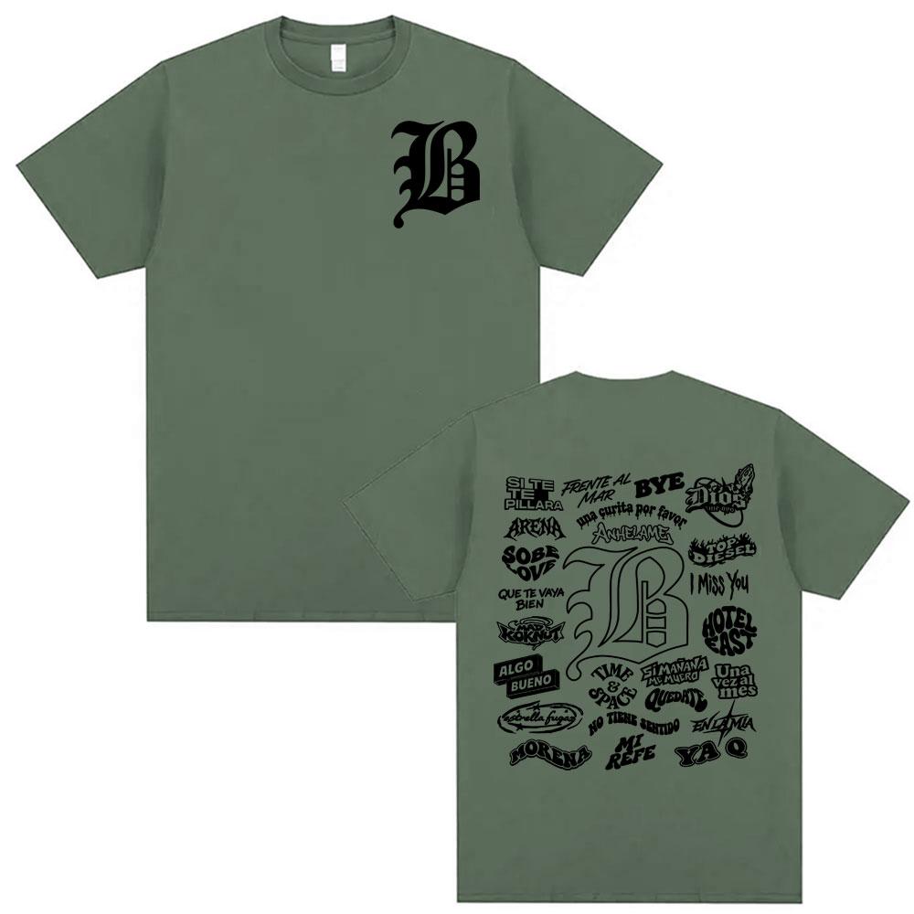Rapper Beele Borondo Letters Printed TShirt Unisexs Clothing Oversized Hip Hop Classic Tshirts Harajuku Fashion Trending T Shirts