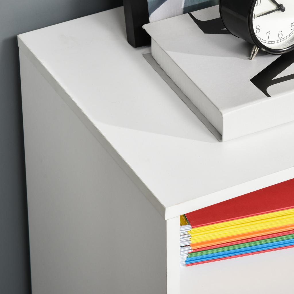 Printer Stand, 2 Drawers, Storage Unit on Casters, Open Shelves, Cupboard, 100 x 35 x 65 cm, White