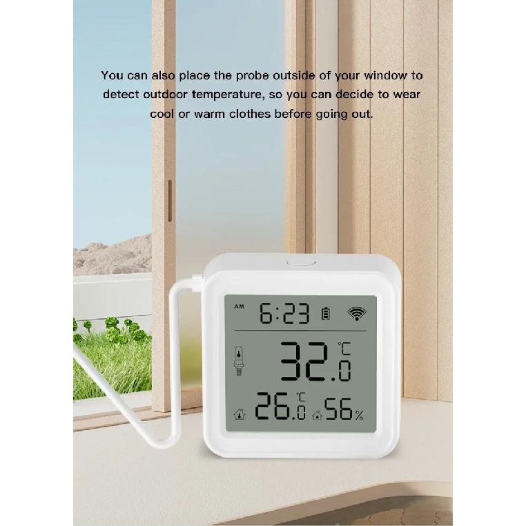 Tuya Zigbee WiFi Temperature Humidity Sensor 1M External Sensor Cable Probe APP Remote Control Work With SmartLife Yandex Alexa