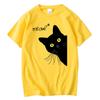 Men's T-shirt 100% Cotton Summer Meow Black Cat Print Men T Shirt Casual Loose O-neck Men Tshirt Short Sleeve T-shirt Male Tees