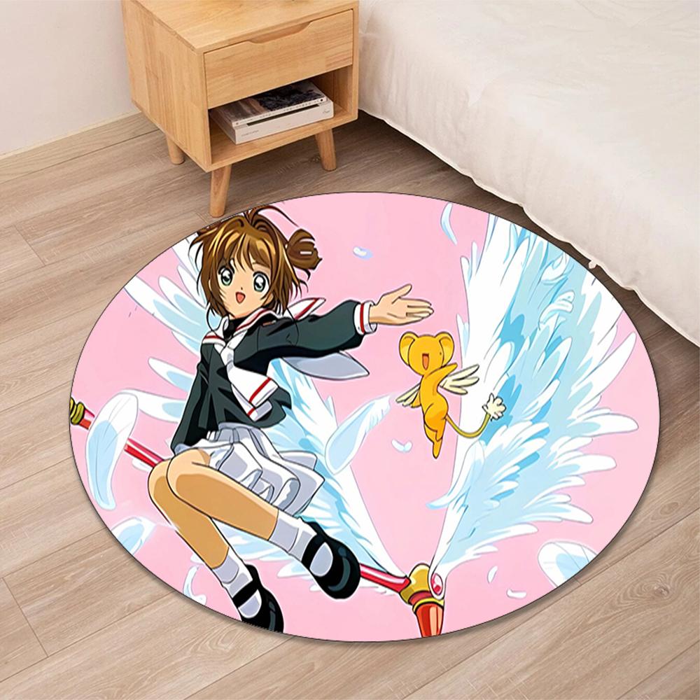Sakura Kinomoto Printed Round Rug Carpet Chair Rug Area Rug Entryway Doormats,for Office Chair Living Room Bedroom Kitchen Room.