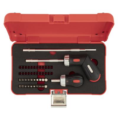 Набор отверток с храповым механизмом TONE RDS20, вставка бит, красный цвет, 25 предметов, 6,35 мм (1/4")